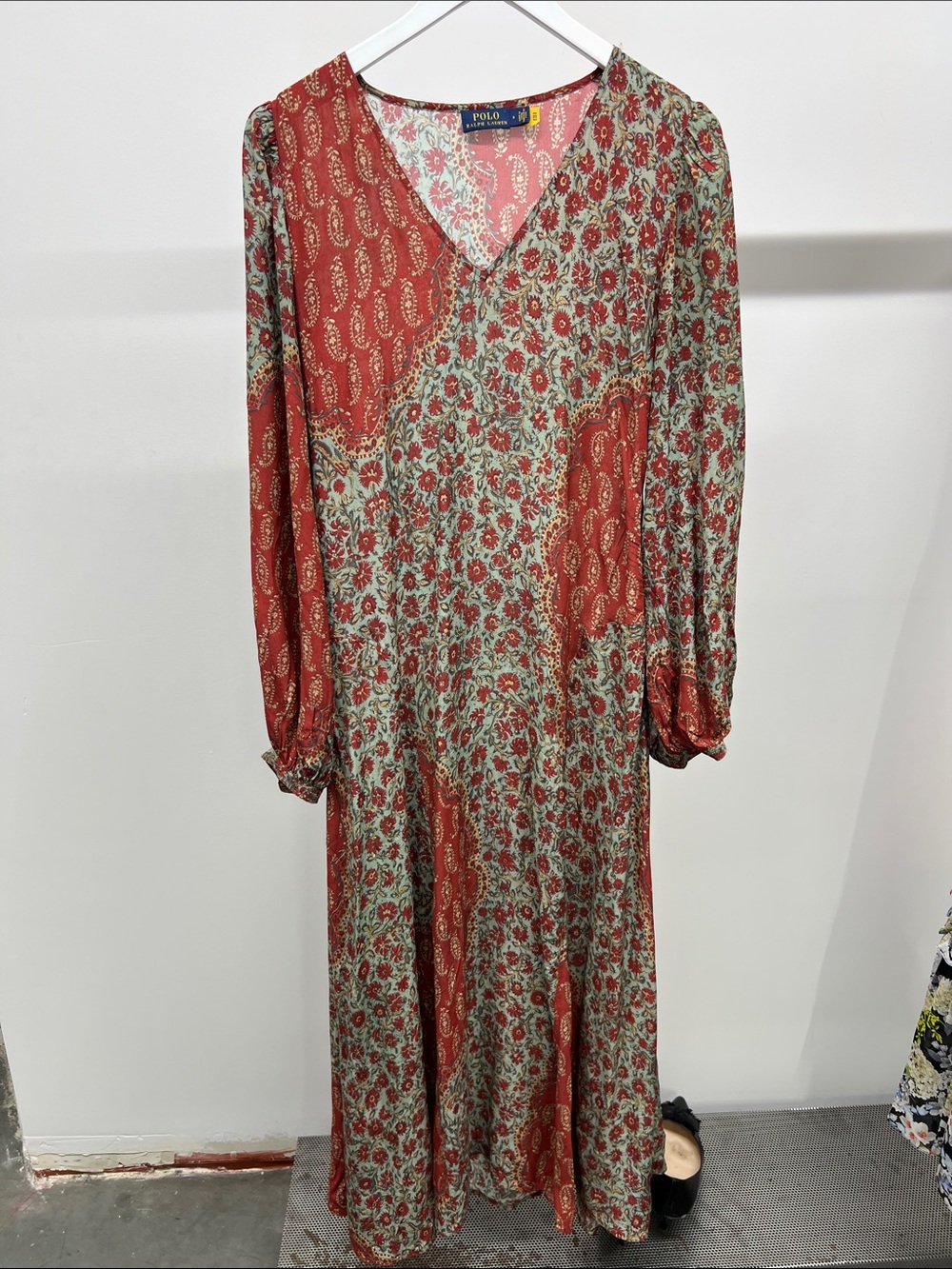 Polo by Ralph Lauren Paisley Patchwork Long-Sleeve Maxi Dress